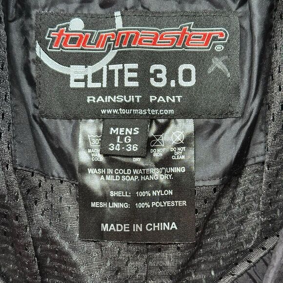 Tourmaster Elite 3.0 Rainsuit Pants Men’s L Black Nylon Reflective Waterproof - Picture 12 of 12